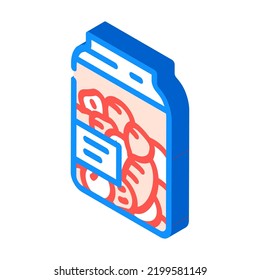 konservierte, rassige isometrische Icon Vektorgrafik. Schild aus Dosen einzelne Symbolillustration