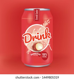 Canned rambutan juice drink .illustration
