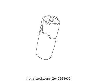 Linha contínua de refrigerante em lata. Desenho contínuo de uma linha de bebida enlatada. Conceito de alumínio refrigerante. Desenho de linha única
