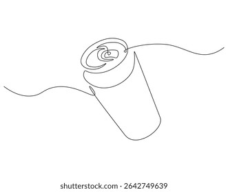 Canned soda continuous line. Continuous one line drawing of canned drink. Soda aluminum concept. Single line drawing