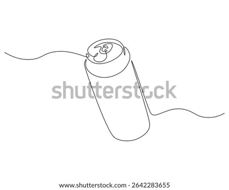 Canned soda continuous line. Continuous one line drawing of canned drink. Soda aluminum concept. Single line drawing
