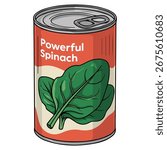 Canned spinach vegetable isolated vector illustration on white background