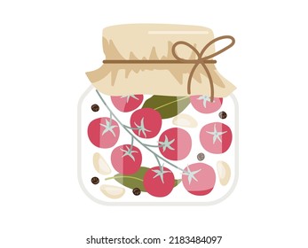 Canned tomato hand drawn doodle sketch isolated. Jar preserved vegetables. Flat vector Food template for menu, sticker, logo, detox diet concept, farmers market. Fresh farm vegetables for diet.