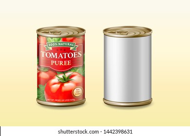 Canned tomato puree mockup in 3d illustration