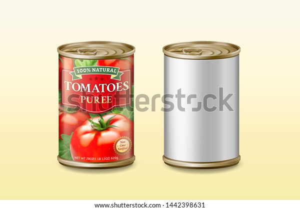 Download Canned Tomato Puree Mockup 3d Illustration Stock Vector (Royalty Free) 1442398631