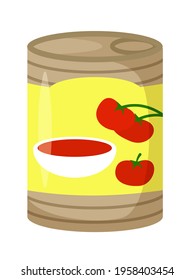 Canned tomato sauce or paste isolated on white background