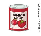 Canned tomato soup on white background