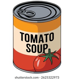 canned tomato soup warm food isolated vector illustration on white background