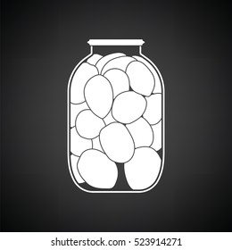 Canned tomatoes icon. Black background with white. Vector illustration.