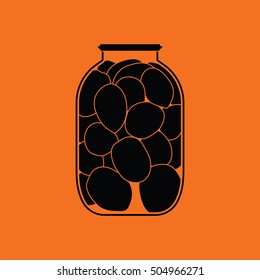 Canned tomatoes icon. Orange background with black. Vector illustration.