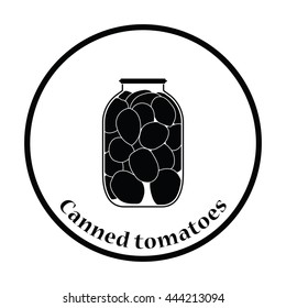 Canned tomatoes icon. Thin circle design. Vector illustration.