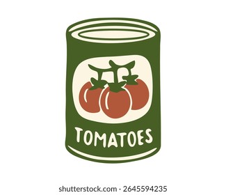 Tomates enlatados para uma cozinha italiana rústica tema ilustração vetor