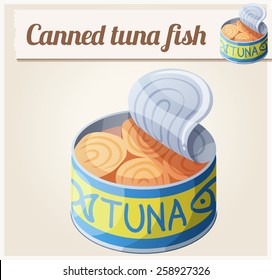 Canned Tuna Fish. Detailed Vector Icon. Series Of Food And Drink And Ingredients For Cooking.