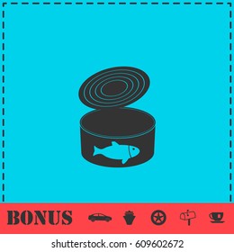 Canned tuna fish icon flat. Simple vector symbol and bonus icon