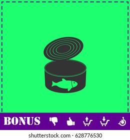 Canned tuna fish icon flat. Simple vector symbol and bonus icon