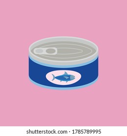 Canned tuna in flat style. Vector illustration
