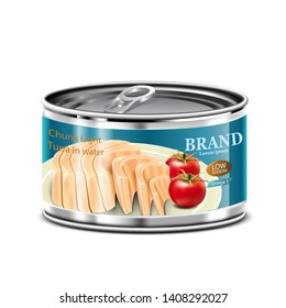 Canned Tuna low sodium and high omega 3 with isolated white background