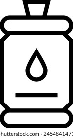 icono de agua enlatada. Diseño de estilo lineal delgado aislado sobre fondo blanco