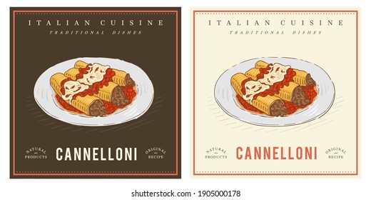 Cannelloni on plate type of lasagna Italian cuisine