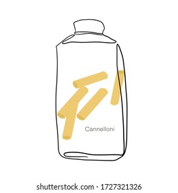 Cannelloni. Pasta in a jar simple linear drawing. Line art. Italian cuisine, pasta. Vector Illustration. Realistic dry macaroni, for cards, posters, design, logo, for printed matter.