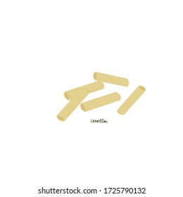 Cannelloni pasta shape icon. Realistic dry macaroni. National italian food. Vector illustration on a white background. For cards, posters, decor used as a print, for book and magazine illustrations.