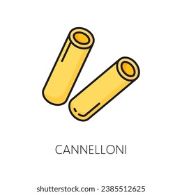 Cannelloni rolls of pasta isolated color outline icon. Vector stuffed with meat or vegetables canneroni cannaroni, cannoli crusetti raw canelons