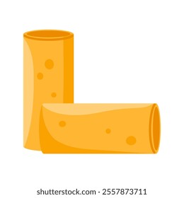 Cannelloni. Tube shaped pasta. Dry Italian food. Vector illustration in cartoon style. Isolated white background