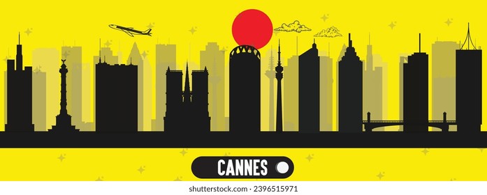  Cannes , France beautiful skyline vector illustration