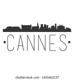 Cannes France. City Skyline. Silhouette City. Design Vector. Famous Monuments.