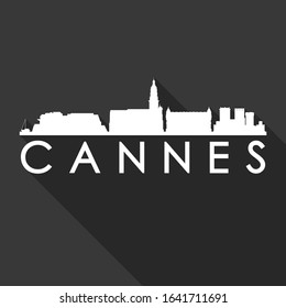 Cannes France Flat Icon Skyline. A Silhouette Design City Vector Art. Famous Buildings in Vector.