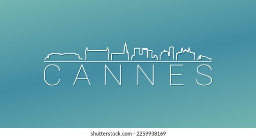 Cannes, France Skyline Linear Design. Flat City Illustration Minimal Clip Art. Background Gradient Travel Vector Icon.