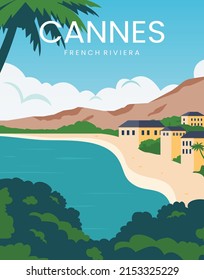 Cannes french riviera background vector illustration for poster, postcard, print, greeting card.