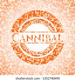 Cannibal abstract orange mosaic emblem