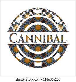 Cannibal arabesque emblem background. arabic decoration.