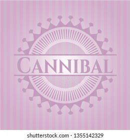 Cannibal badge with pink background