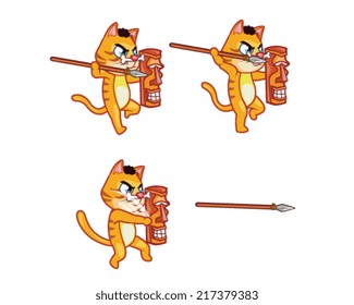 Cannibal Cat Throwing Spear Sprite