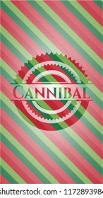 Cannibal christmas colors style badge.