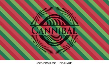 Cannibal christmas style badge. Vector Illustration. Detailed.