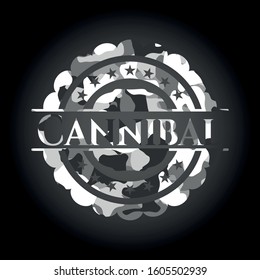 Cannibal grey camouflage emblem. Vector Illustration.