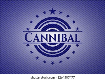 Cannibal jean or denim emblem or badge background