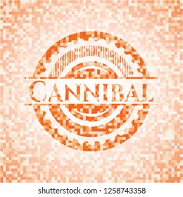 Cannibal orange mosaic emblem with background