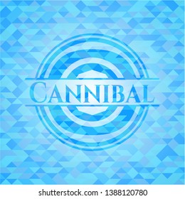 Cannibal sky blue emblem with triangle mosaic background