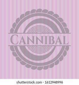 Cannibal vintage pink emblem. Vector Illustration. Detailed.