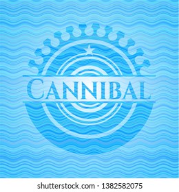 Cannibal water representation badge background. Vector Illustration. Detailed.