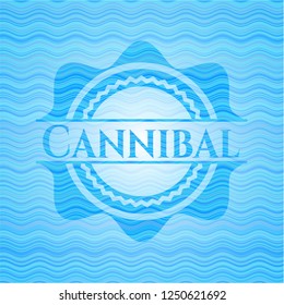 Cannibal water wave representation emblem background.