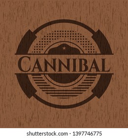 Cannibal wood emblem. Vector Illustration.