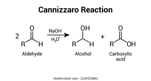 cannizzaro chemical reaction on white background