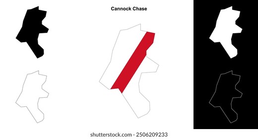 Cannock Chase blank outline map set