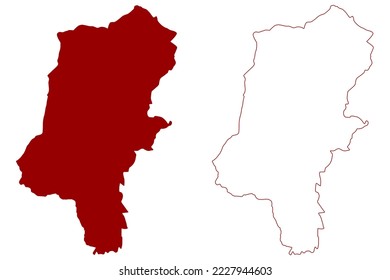 Cannock Chase Non-metropolitan district (United Kingdom of Great Britain and Northern Ireland, ceremonial county Staffordshire or Staffs, England) map vector illustration, scribble sketch map