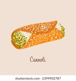 Cannoli Italian dessert vector illustration